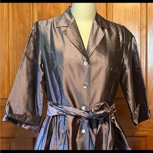 Elegant 100% silk button up shirt dress